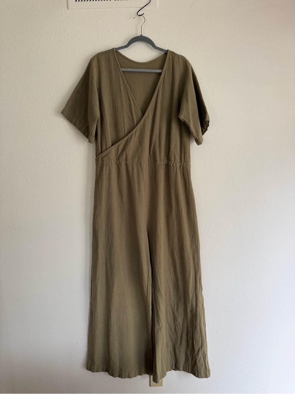 esby Duffy Jumper Olive Wrap-Front Wide-Leg Jumpsuit